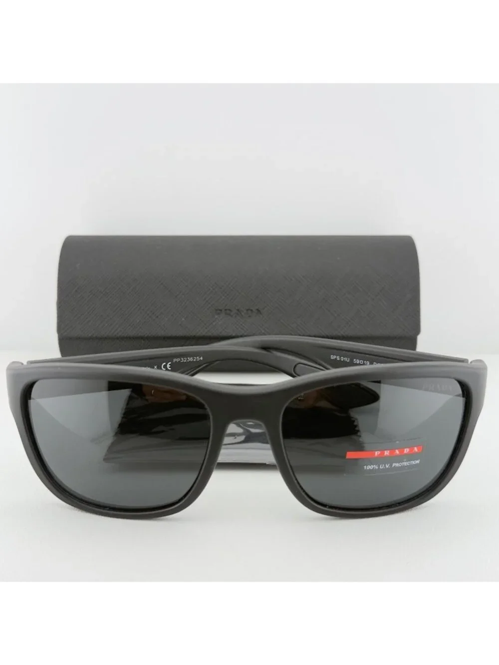 Prada SPS01U Sunglasses Linea Rossa Black Rubber 59 19 145 READ